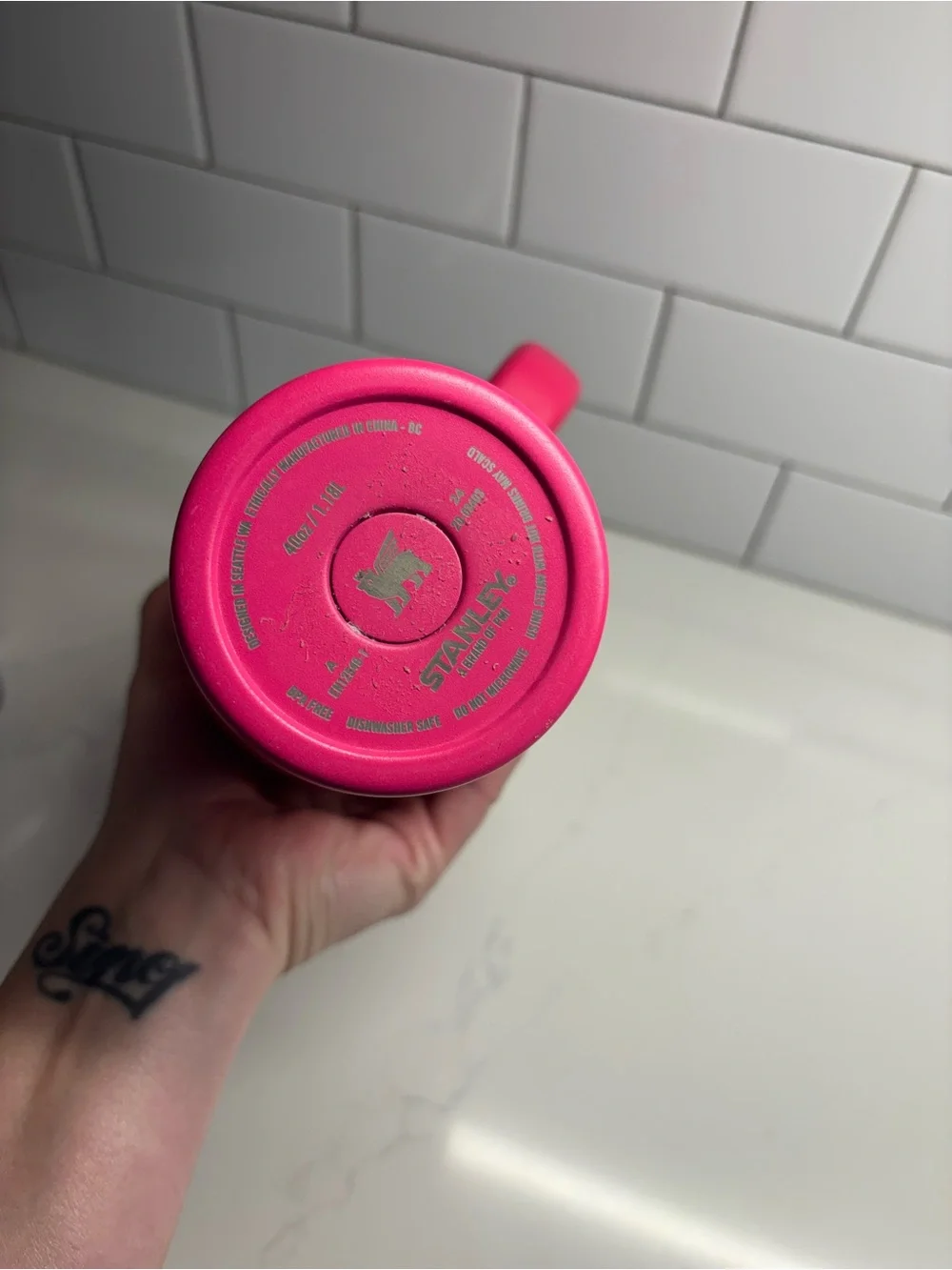 🚨LAST DAY on Posh- Stanley Pink/teal tumbler with Handle and White Lid straw - Picture 5 of 6